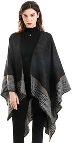 Lacavocor Women's Shawl Wrap Poncho Cape Cardigan Open Front - Image 2