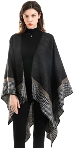 Lacavocor Women's Shawl Wrap Poncho Cape Cardigan Open Front - Image 2