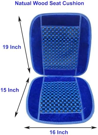 ALLBrand Natural Wooden Bead Car Seat Cushion - Comfortable Massaging Cushion for Office and Travel (Royal Blue) - Image 3