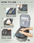 Vacuum Seal Travel Backpack with Air Pump Compression Waterproof Vacpack Carry On Backpack for Travel Daypack Women Men with Vacuum System Airlines Approved Vacpack Laptop Space Saver Bags GrassGreen - Image 3