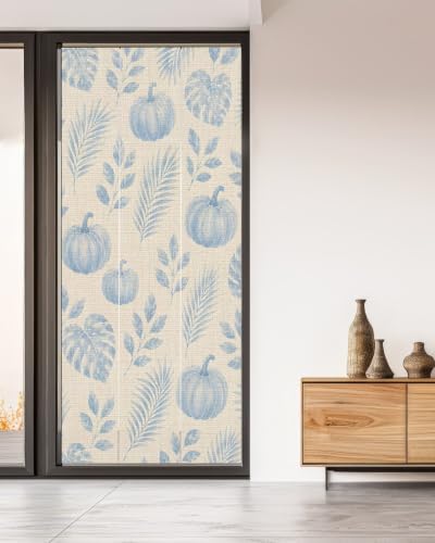 Window Privacy Film Frosted, Blue Pumpkins Fall Non-Adhesive Static Cling Window Tint, Thanksgiving Tropical Palm Rustic Insulated Windows Frosted Films for Living Room, 35.4 x 78.7 Inches - Image 5