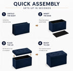 ALASDO 30 Inch Folding Storage Ottoman Bench with Hidden Storage, Velvet Storage Ottoman Foot Rest Stool, End of Bed Bench for Bedroom, Living Room, Entryway and Closet, Navy Blue - Image 5