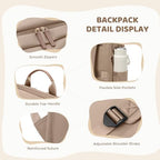 Hiking Travel Backpack for Women Casual Business Weekender Multilayer Laptop Bag,16 Inch,Champagne Brown - Image 6