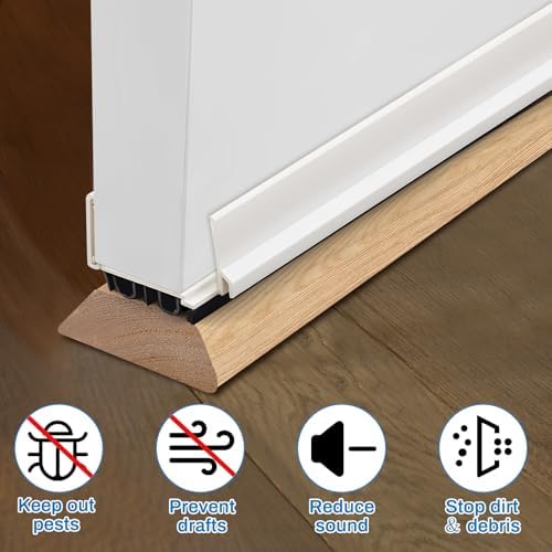 FoldTier 1 Pcs 48'' U Shaped Door Sweep for Bottom of Exterior Door, White | Fit 1-3/4 Wide Door, Slide on PVC Adjustable Double Bubble Bottom Seal & Screw, Energy Efficient, Blocks Dust/ Insects/ Noise - Image 5