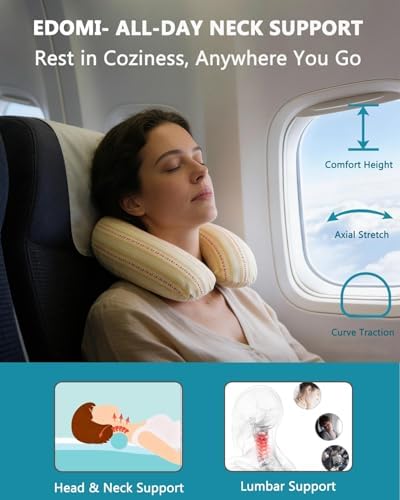 Buckwheat U Shaped Neck Pillow - 12''x12'' Adjustable Cervical Support Pillow with Breathable Buckwheat Hulls, Removable Cotton Cover, Ideal for Airplane, Office or Home Use (Khaki) - Image 4