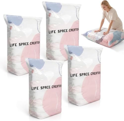 No Pump Vacuum Storage Bags, 2026 New Multifunctional Space Saver Bags for Closet Organization, Heavy-Duty Large Capacity Pump-Free 3-Sec Fast Compression Bag (4PCS, Medium) by Tumplus