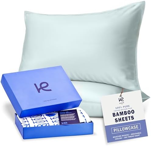 Kickoff Viscose Bamboo Pillowcase, Queen, Set of 2, 100% Organic Hidden Zippered Viscose Bamboo Pillow Case Queen Size, Cooling Pillow Cover for Hot Sleepers (20"x30" Coastal Blue) by KickoffHome