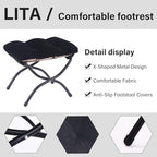 LITA Folding Ottoman, Foldable Footrest Stool, Portable Small Foot Stool for Couch, Collapsible Foot Rest Ottoman for Sofa, Accent Padded Ottomans for Lazy Chair, Living Room, Bedroom - Image 6