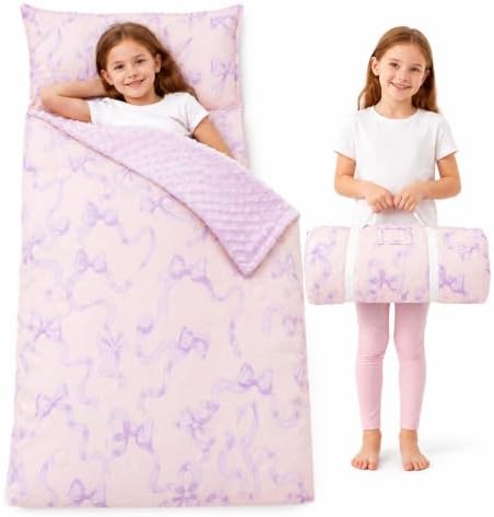 Pink Nap Mat for Toddlers Girls, Kids Sleeping Bag by BunnikinsClover