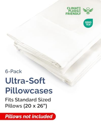 Standard Pillow Cases - 6 Pack Pillowcase Covers, 20" x 26" - Antique White - Image 2