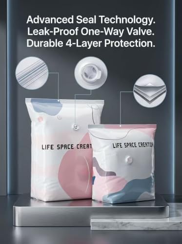 No Pump Vacuum Storage Bags, Extra Large Space Saver Compression Bags-4-L - Image 5