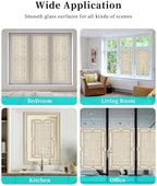 Window Privacy Film Frosted, Pale Brown Botanical Reusable Static Cling Window Tints, Vintage Florals Geometric Minimalist Heat Control Windows Films for Offices, Balcony, 29.5 x 118 Inches - Image 7