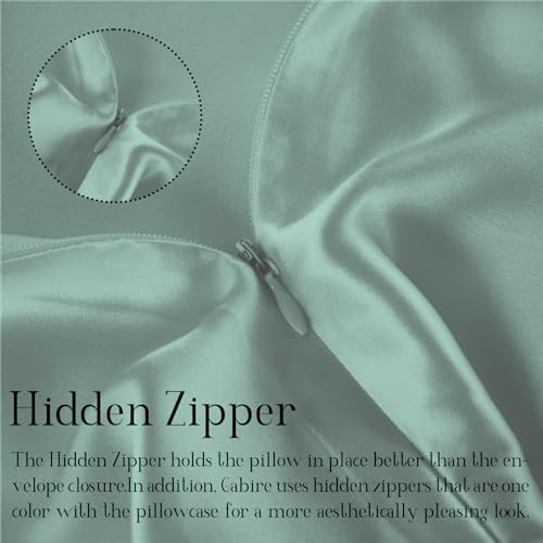 Gabire Mulberry Silk Pillow Cases Set of 2, Both Sides Real Silk Pillow Cover for Hair and Skin Cool Pillowcase Organic Silk Pillowcase 2 Pack with Hidden Zipper, Sage Green, Queen (20"×30") - Image 4