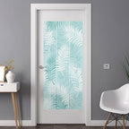 Window Privacy Film Frosted, Teal Blue Botanical Non-Adhesive Static Cling Window Tint, Summer Palm Leaves Foliage Tropical Insulated Windows Frosted Films for Living Room, 35.4 x 78.7 Inches - Image 3