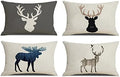 Deer Throw Pillow Covers Elk Lumbar Pillow Cover Deer Pillow Cases Oblong Rectangle Animal Moose Pillowcase Cotton Linen Decorative Cushion Covers for Couch Bed Sofa 12x20 Set of 4 by NYDECOR