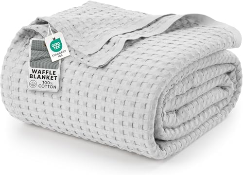 Utopia Bedding 100% Cotton Waffle Blanket Queen Size Silver, 90x90 Inch by UTOPIABEDDING