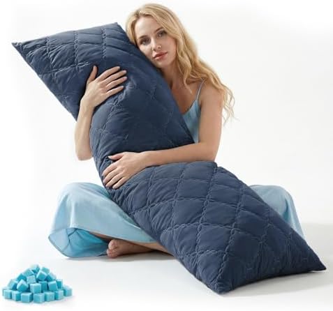 BEDELITE Cooling Body Pillow, Memory Foam Filled, Navy Blue, 20x54 Inches by BEDELITE