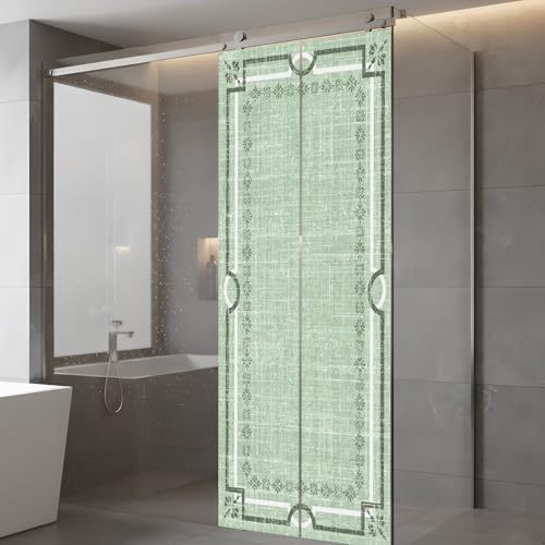 Window Privacy Film Frosted, Sage Green Botanical Static Cling Door Window Covering, Vintage Florals Geometric Minimalist UV Blocking Windows Film for Office, Hotel, Bedroom, 29.5 x 78.7 Inches - Image 5