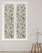 Window Privacy Film Frosted, Vintage Garden Flower Reusable Static Cling Window Tints, Rustic Floral Leaf Pastoral Beige Heat Control Windows Films for Offices, Balcony, 29.5 x 118 Inches - Image 2