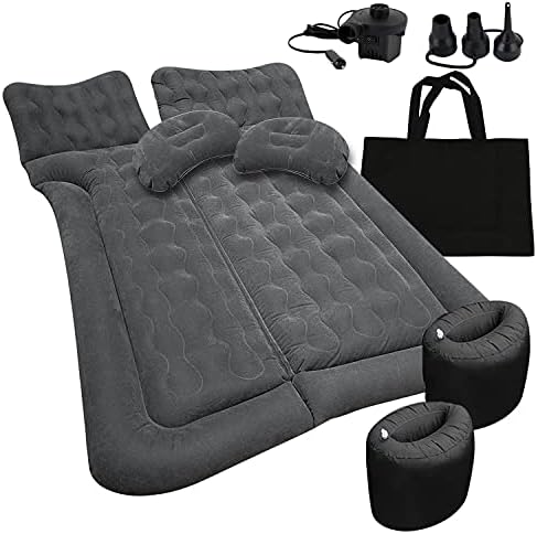 ZONETECH Car Trunk Inflatable Air Mattress - Premium Quality Easy Inflation Air Pump Flocking Surface Back Seat Thickened Bed with 2 -Pillows for Travel Camping Family Outing by ZONETECH