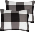 7 Piece Comforter Set Bag Solid Color All Season Soft Down Alternative Blanket & Luxurious Microfiber Bed Sheets, King, Buffalo Plaid Black/White - Image 4