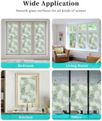 Window Privacy Film Frosted, Green Botanical Reusable Static Cling Window Tints, Summer Palm Leaves Foliage Tropical Heat Control Windows Films for Offices, Balcony, 29.5 x 118 Inches - Image 7