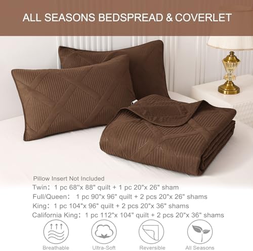Exclusivo Mezcla 3-Piece Soft Quilts Queen Size Bedding Set, Brown - Image 6