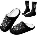 Jeiento Winter Fuzzy Slipper and Crew Socks Warm Winter Shoes Lightweight Soft Cushion House Slipper Bedroom Shoes by Jeiento