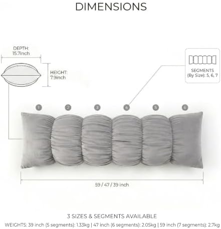 Pat. Pend. Full Body Pillow for Adults, 59 Inch, Zinc Gray - Image 5