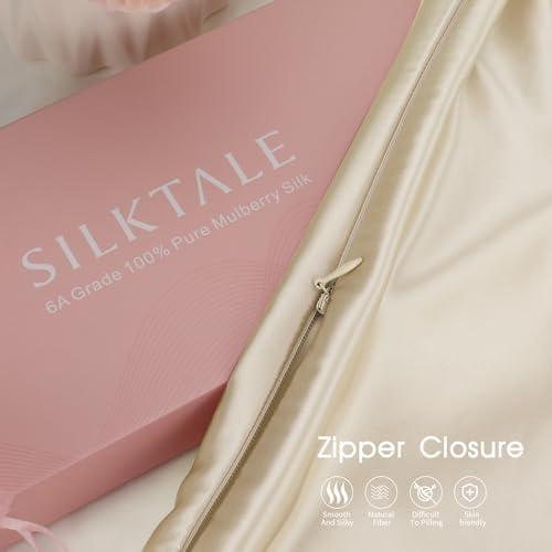 100% Mulberry Silk Toddler/Travel Pillowcase,Both Sides 19MM Small Silk Pillow Case with Hidden Zipper for Kids/Baby 1pc,Beige,13"x18" - Image 2