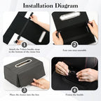 JEYODA Hanging Tissue Holder for Car Headrest – Wood Grain Leather Car Tissue Box Cover, Fits 120 Regular Size Tissue, Paper Dispenser Storage Box for Car Home Office Use (BLACK) - Image 4