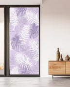 Window Privacy Film Frosted, Purple Palm Trees Tropical Non-Adhesive Static Cling Window Tint, Summer Beach Botanical Insulated Windows Frosted Films for Living Room, 35.4 x 78.7 Inches - Image 5