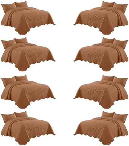 IR Imperial Rooms King Quilt Rust Leaf 8 Pack for Hotel Guest Bedroom by IRImperialRooms