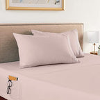 Elegant Comfort 4-Piece Solid Smart Sheet Set-Deep Pocket Fitted Sheet with Side Storage Pockets-Silky Soft 1500 Thread Count Egyptian Quality Microfiber, Wrinkle and Fade Resistant, Queen, Dusty Rose - Image 2