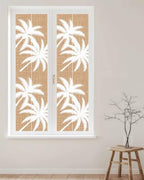 Window Privacy Film Frosted, Brown Tropical Tree Reusable Static Cling Window Tints, Summer Coastal Palm Trees Heat Control Windows Films for Offices, Balcony, 29.5 x 118 Inches - Image 2