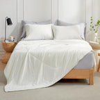 Cozy Bliss Cooling Comforter California King Size, Oversized Cooling Blanket for Hot Sleepers and Night Sweats, Cream Summer Comforter for Cal King Bed, Breathable Soft Lightweight Silk Smooth - Image 3