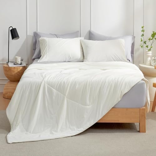 Cozy Bliss Cooling Comforter California King Size, Oversized Cooling Blanket for Hot Sleepers and Night Sweats, Cream Summer Comforter for Cal King Bed, Breathable Soft Lightweight Silk Smooth - Image 3