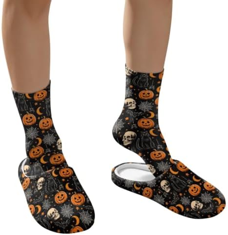 Jeiento Women's Fuzzy Slippers and Sock Set Warm Cozy Memory Foam House Shoes Soft Slip-on Slides Spa Slippers for Hotel - Image 4