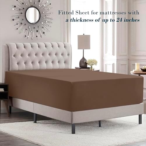 Mocassi King Size 4-Piece Bed Sheet Set - 1800 Premium Hotel Quality Microfiber 18-24 Inches Extra Deep Pocket Fitted Sheet- Luxury Soft, Breathable, Wrinkle, and Fade Resistant, Taupe - Image 3