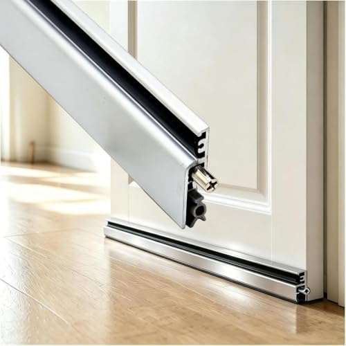 Automatic Door Sweeping Bottom Aluminum Alloy, 23in - 40in Surface Mount Type - Suitable for Door Bottom Sealing Sound Insulation Windproof Dustproof Light Blocking(Silver,72cm/28.3in) by Unknown