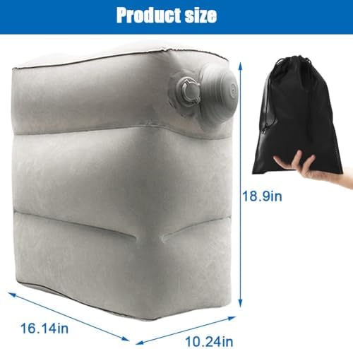 2 Pack Inflatable Foot Rest for Air Travel,Airplane Travel Foot Rest Adjustable Height,Car/Airplane,Footrest Pillow with Pump for Office,Airplane,Train,Cars,Home - Image 2
