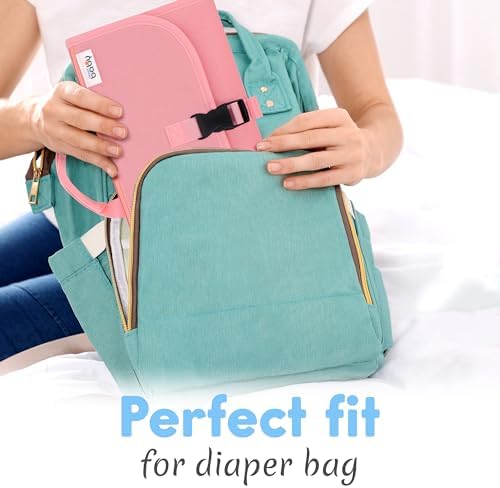 Kopi Baby Portable Diaper Changing Pad with Wipes Pocket, Classic Pink - Image 6