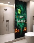 Window Privacy Film Frosted, Halloween Static Cling Door Window Covering, Green Spooky Pumpkin Ghost Moonlight Castle UV Blocking Windows Film for Office, Hotel, Bedroom, 29.5 x 78.7 Inches - Image 3