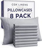King Pillow Cases - 8 Pack Soft Pillowcase Covers - 20" x 40" (Steel Blue) by CGKUnlimited