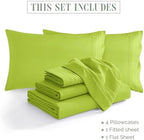 Elegant Comfort Luxury Soft 1500 Premium Hotel Quality Microfiber Wrinkle and Fade Resistant Cozy 6-Piece Bedding Set, Easy All Around Elastic Fitted Sheet, Deep Pocket, Queen, Lime - Image 4