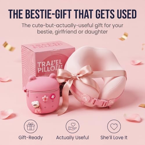 Memory Foam Travel Neck Pillow for Women and Girls, 360° Adjustable Neck Support for Airplane & Car, Hands-Free Crossbody Carry, Soft Compact Travel Pillow with Cute Storage Case for Flights (Pink) - Image 7