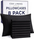 Queen Pillow Cases - 8 Pack Soft Pillowcase Covers - 20" x 30" (Black) by CGKUnlimited