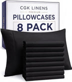 Queen Pillow Cases - 8 Pack Soft Pillowcase Covers - 20" x 30" (Black) by CGKUnlimited