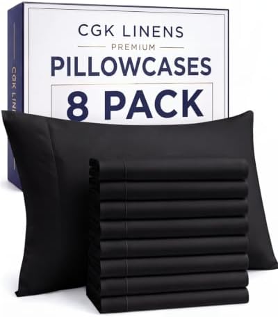 King Pillow Cases - 8 Pack Super Soft Pillowcase Covers - 20" x 40" (Black) by CGKUnlimited