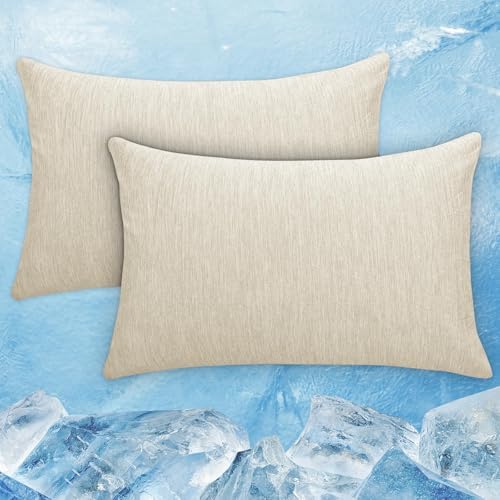 CHOSHOME Cooling Pillow Cases Zipper Pillow Covers Q-Max > 0.45 Zippered Pillowcases for Hot Sleepers, Soft, Breathable, Skin-Friendly, 4 Pack (Standard, 20"x26", Beige) by CHOSHOME